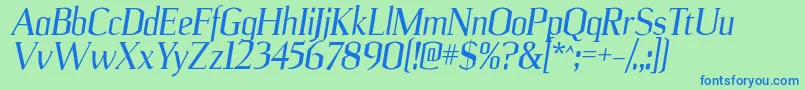 フォントUlianrgItalic – 青い文字は緑の背景です。