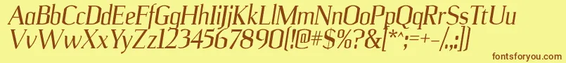 UlianrgItalic Font – Brown Fonts on Yellow Background