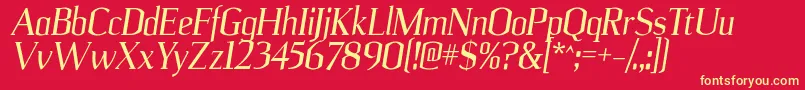 UlianrgItalic Font – Yellow Fonts on Red Background