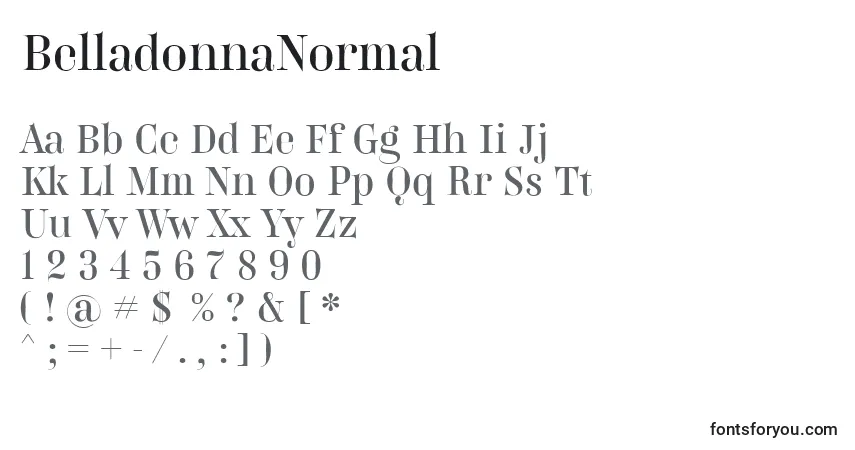 Police BelladonnaNormal - Alphabet, Chiffres, Caractères Spéciaux