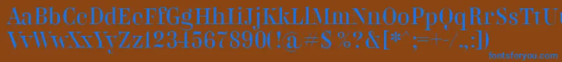 Weitere Informationen zur BelladonnaNormal-Schriftart BelladonnaNormal-Schriftart – Blaue Schriften auf braunem Hintergrund