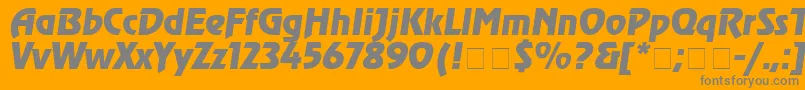 Więcej informacji o czcionce RevueRusItalic Czcionka RevueRusItalic – szare czcionki na pomarańczowym tle