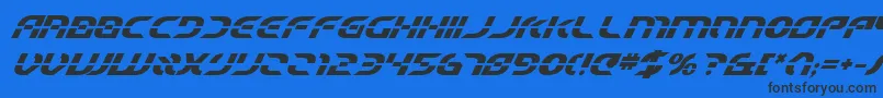 Шрифт StarfighterBetaBoldItalic – чёрные шрифты на синем фоне