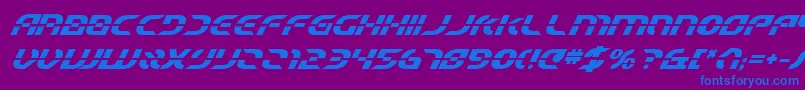 フォントStarfighterBetaBoldItalic – 紫色の背景に青い文字