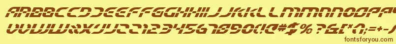 StarfighterBetaBoldItalic-fontti – ruskeat fontit keltaisella taustalla