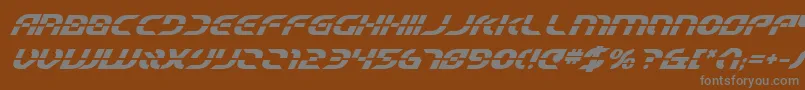 StarfighterBetaBoldItalic-Schriftart – Graue Schriften auf braunem Hintergrund