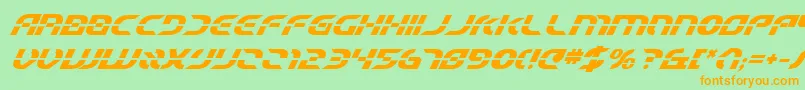 StarfighterBetaBoldItalic Font – Orange Fonts on Green Background