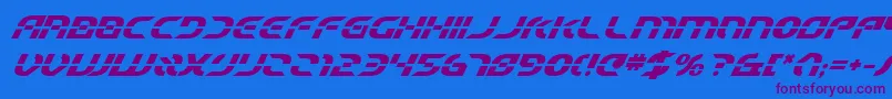 Шрифт StarfighterBetaBoldItalic – фиолетовые шрифты на синем фоне