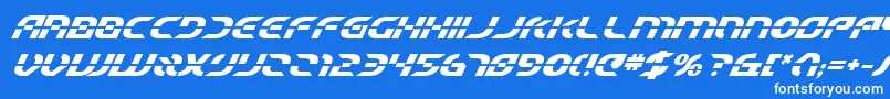 StarfighterBetaBoldItalic-fontti – valkoiset fontit sinisellä taustalla