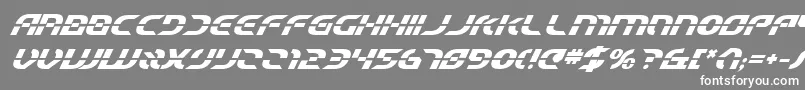 StarfighterBetaBoldItalic-fontti – valkoiset fontit harmaalla taustalla