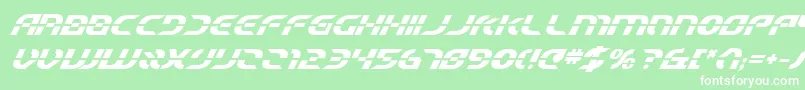 Шрифт StarfighterBetaBoldItalic – белые шрифты на зелёном фоне