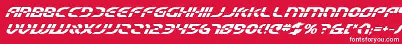 フォントStarfighterBetaBoldItalic – 赤い背景に白い文字
