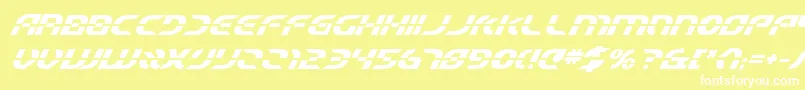 フォントStarfighterBetaBoldItalic – 黄色い背景に白い文字