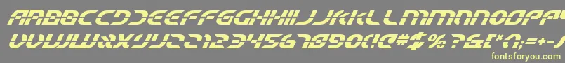 StarfighterBetaBoldItalic-Schriftart – Gelbe Schriften auf grauem Hintergrund