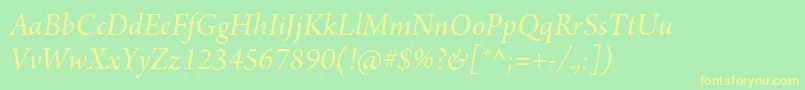 ArnoproItalicsubhead-Schriftart – Gelbe Schriften auf grünem Hintergrund