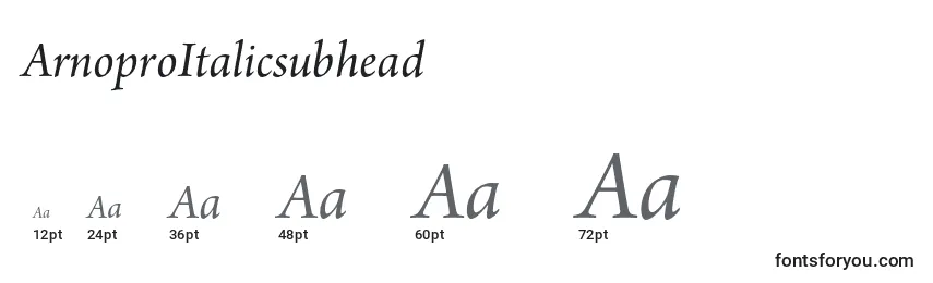 ArnoproItalicsubhead Font Sizes