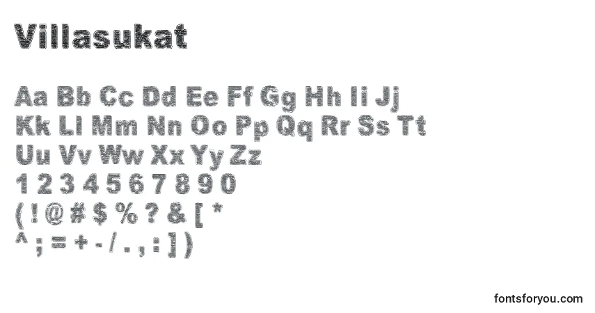 Schriftart Villasukat – Alphabet, Zahlen, spezielle Symbole