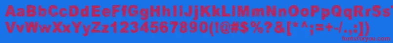 Czcionka Villasukat – czerwone czcionki na niebieskim tle
