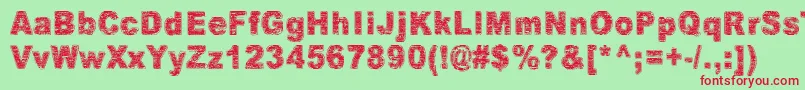 Villasukat Font – Red Fonts on Green Background