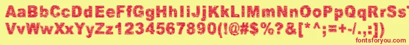 Villasukat-Schriftart – Rote Schriften auf gelbem Hintergrund