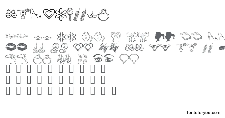Шрифт PrincessBv – алфавит, цифры, специальные символы