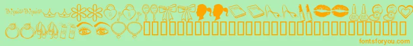 PrincessBv-Schriftart – Orangefarbene Schriften auf grünem Hintergrund