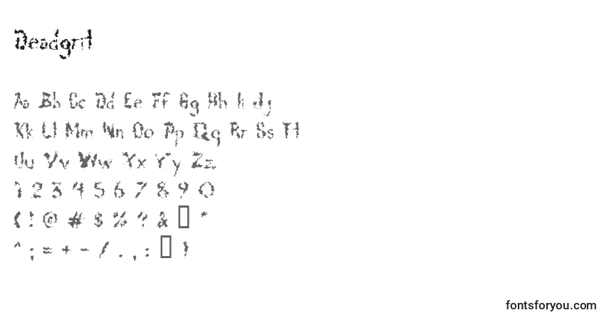 A fonte Deadgrit – alfabeto, números, caracteres especiais
