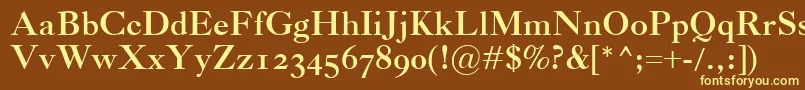 CaslonClassicoBold-fontti – keltaiset fontit ruskealla taustalla