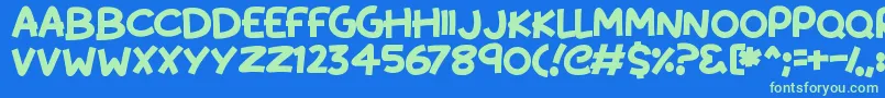 KissyHugs Font – Green Fonts on Blue Background