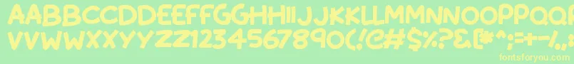 フォントKissyHugs – 黄色の文字が緑の背景にあります