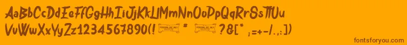 Weitere Informationen zur Bulldozer-Schriftart Bulldozer-Schriftart – Braune Schriften auf orangefarbenem Hintergrund