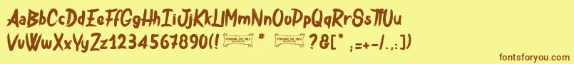 Bulldozer-Schriftart – Braune Schriften auf gelbem Hintergrund