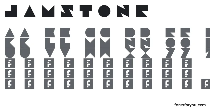 Czcionka Jamstone – alfabet, cyfry, specjalne znaki