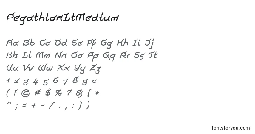 Czcionka PegathlonLtMedium – alfabet, cyfry, specjalne znaki