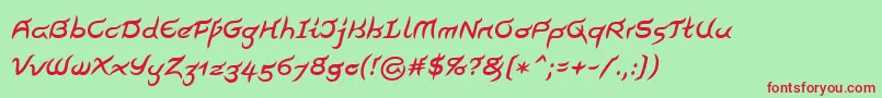 Fonte PegathlonLtMedium – fontes vermelhas em um fundo verde
