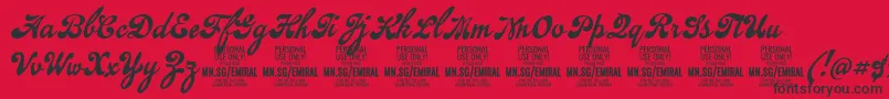 EmiralscriptPersonalUse-Schriftart – Schwarze Schriften auf rotem Hintergrund