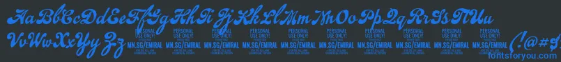 EmiralscriptPersonalUse Font – Blue Fonts on Black Background