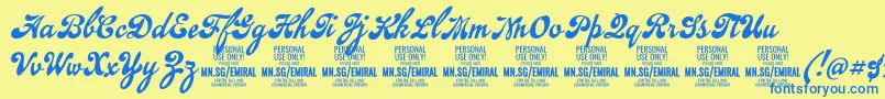 EmiralscriptPersonalUse Font – Blue Fonts on Yellow Background