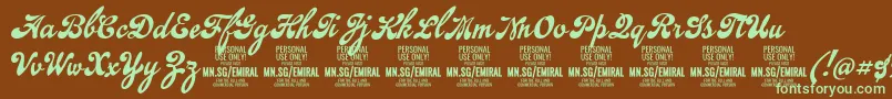 EmiralscriptPersonalUse Font – Green Fonts on Brown Background