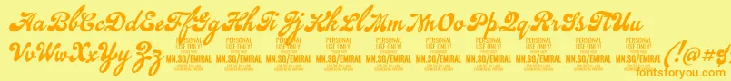 EmiralscriptPersonalUse Font – Orange Fonts on Yellow Background
