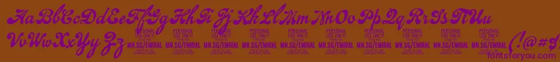 EmiralscriptPersonalUse Font – Purple Fonts on Brown Background