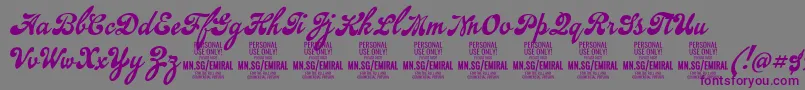 EmiralscriptPersonalUse Font – Purple Fonts on Gray Background