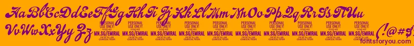 EmiralscriptPersonalUse Font – Purple Fonts on Orange Background