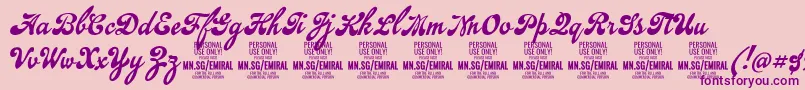 EmiralscriptPersonalUse Font – Purple Fonts on Pink Background