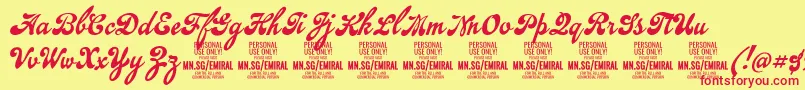 EmiralscriptPersonalUse Font – Red Fonts on Yellow Background