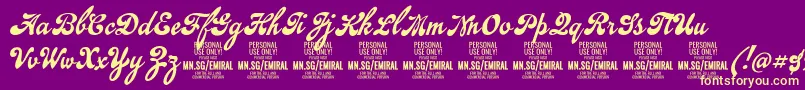 EmiralscriptPersonalUse-Schriftart – Gelbe Schriften auf violettem Hintergrund