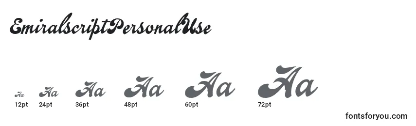 Размеры шрифта EmiralscriptPersonalUse