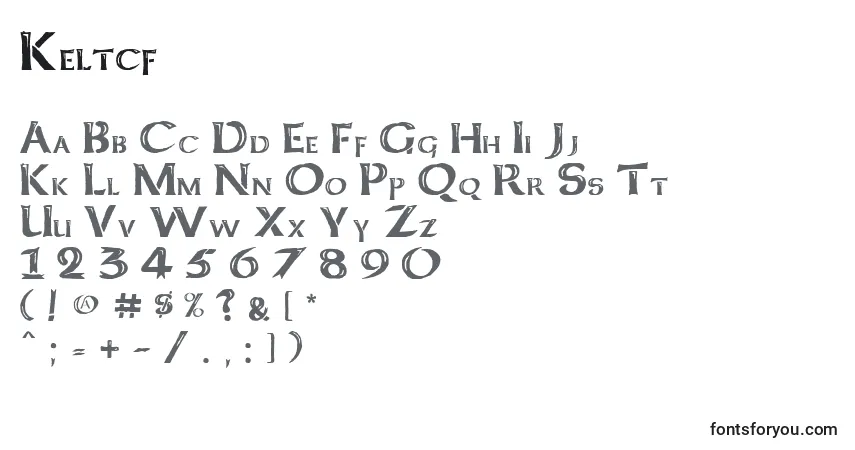 Schriftart Keltcf – Alphabet, Zahlen, spezielle Symbole