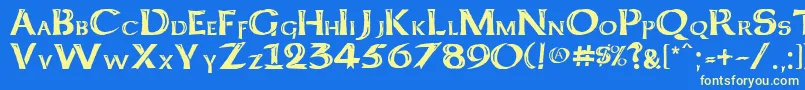 Keltcf Font – Yellow Fonts on Blue Background