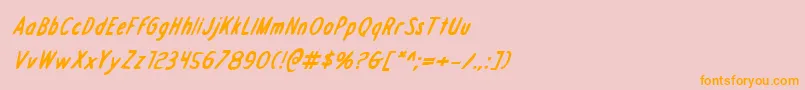 フォントDraftingboardbi – オレンジの文字がピンクの背景にあります。